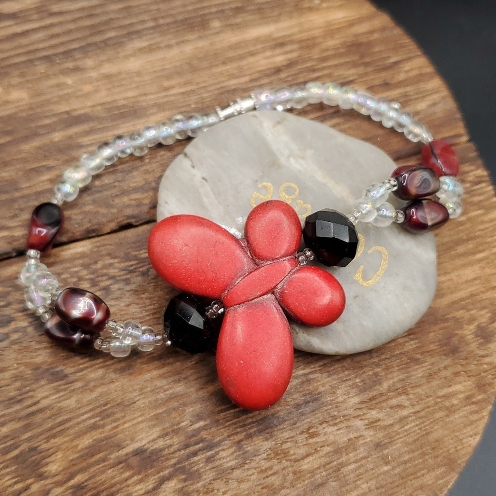 B2810 red turquoise butterfly bracelet ♥️‎